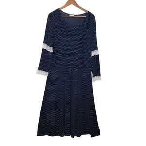 Vtg Jostar Dress Slinky Stretch Polka Dots Prairie Cottagecore‎ Size Medium